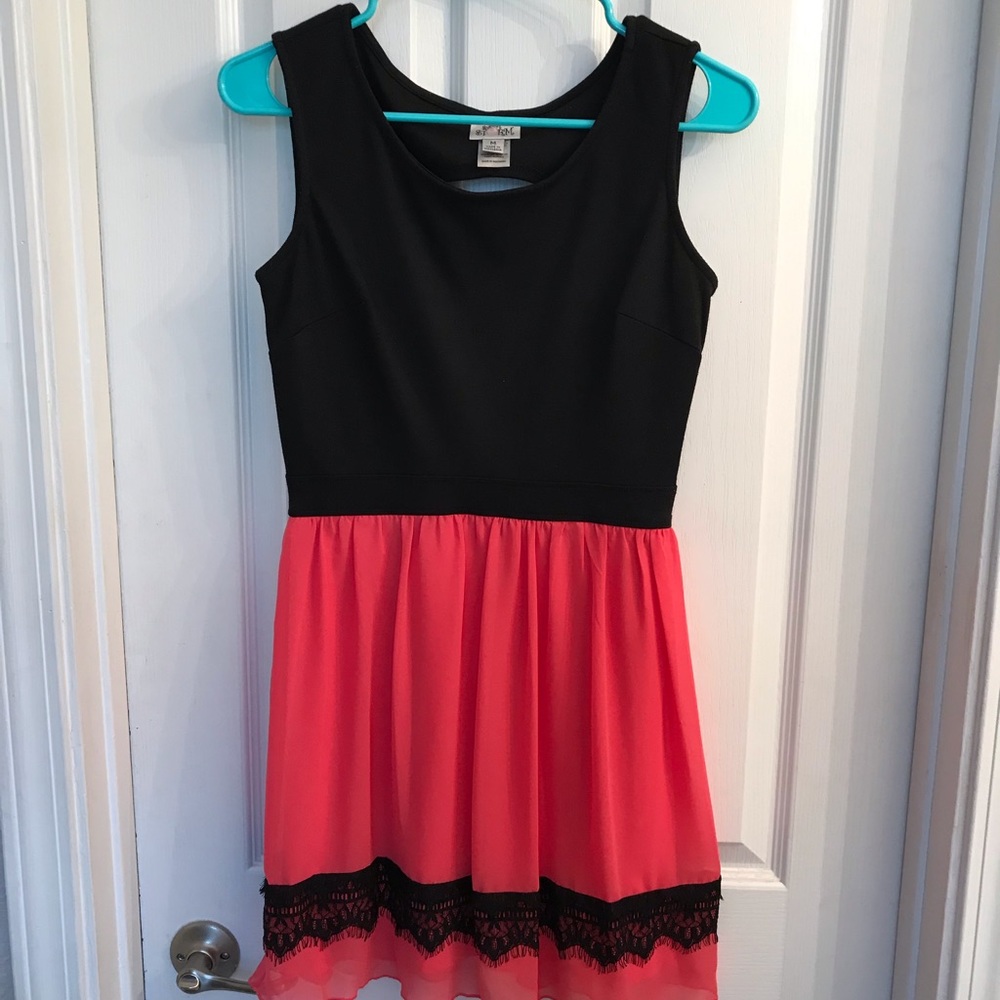 Black and coral dress